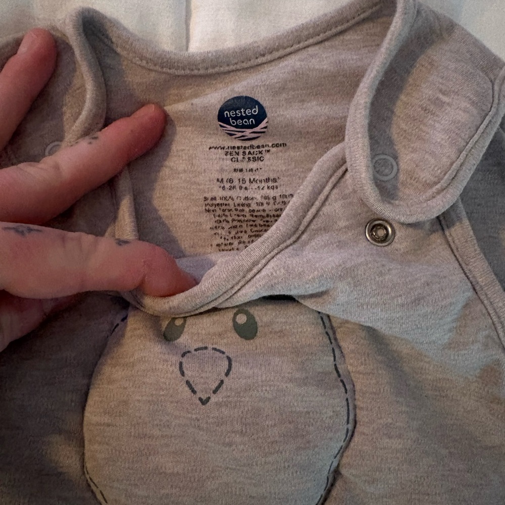 Nested Bean Light Gray Baby Sleep Sack Medium - Picture 2 of 3